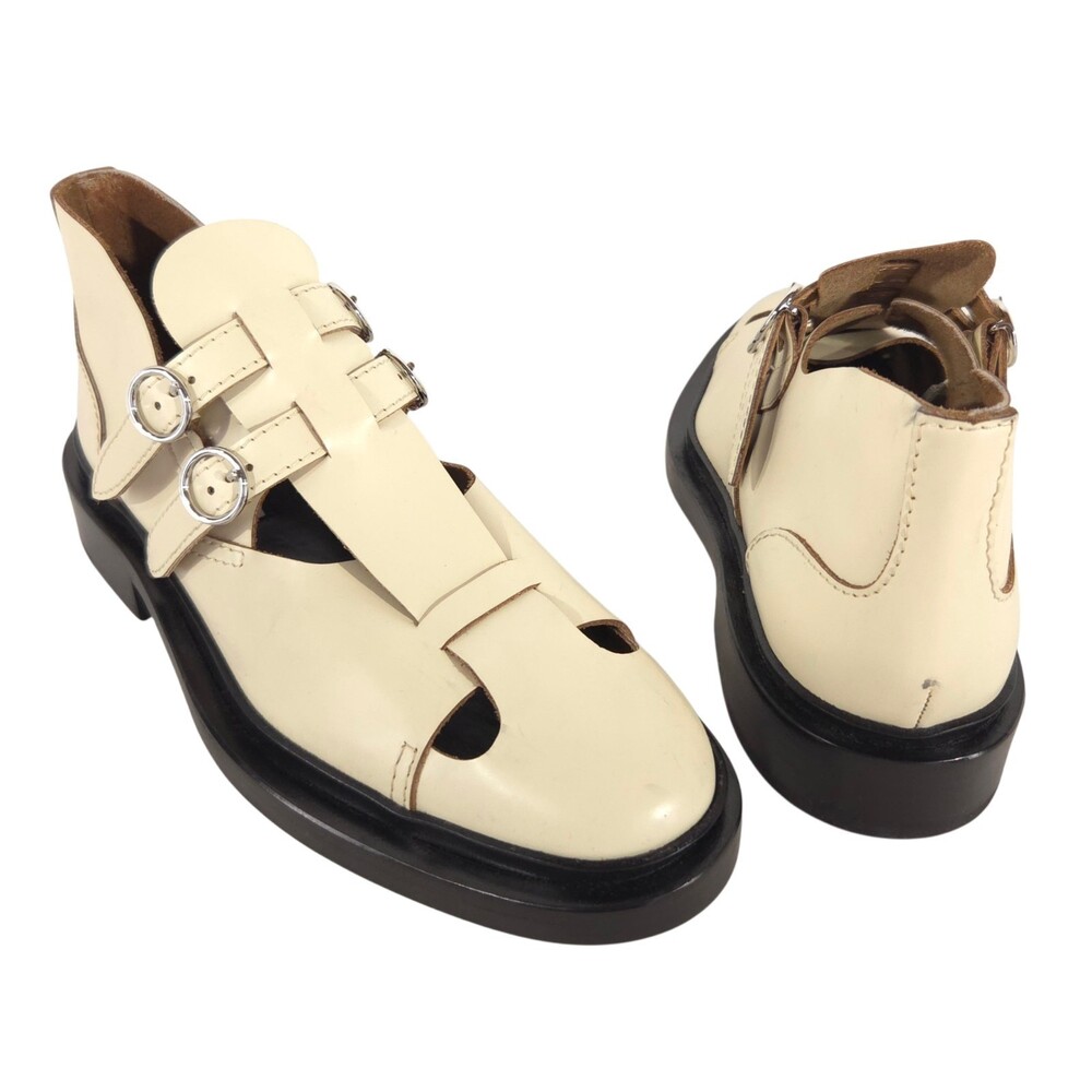 Jil Sander Caged Double Buckle Monk Shoes US 9 EU 39 Womens Cream $1100